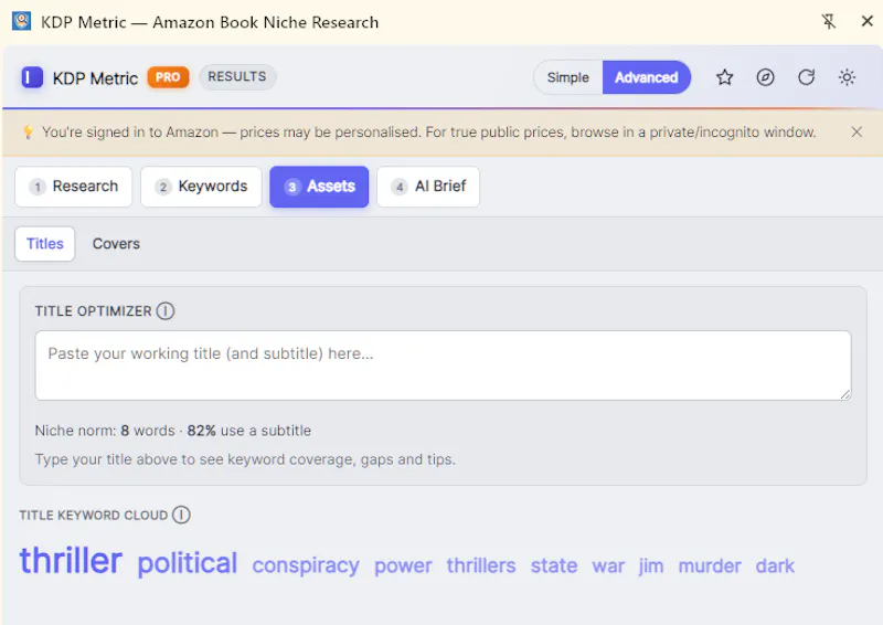 KDP Metric — Amazon book niche research screenshot 2