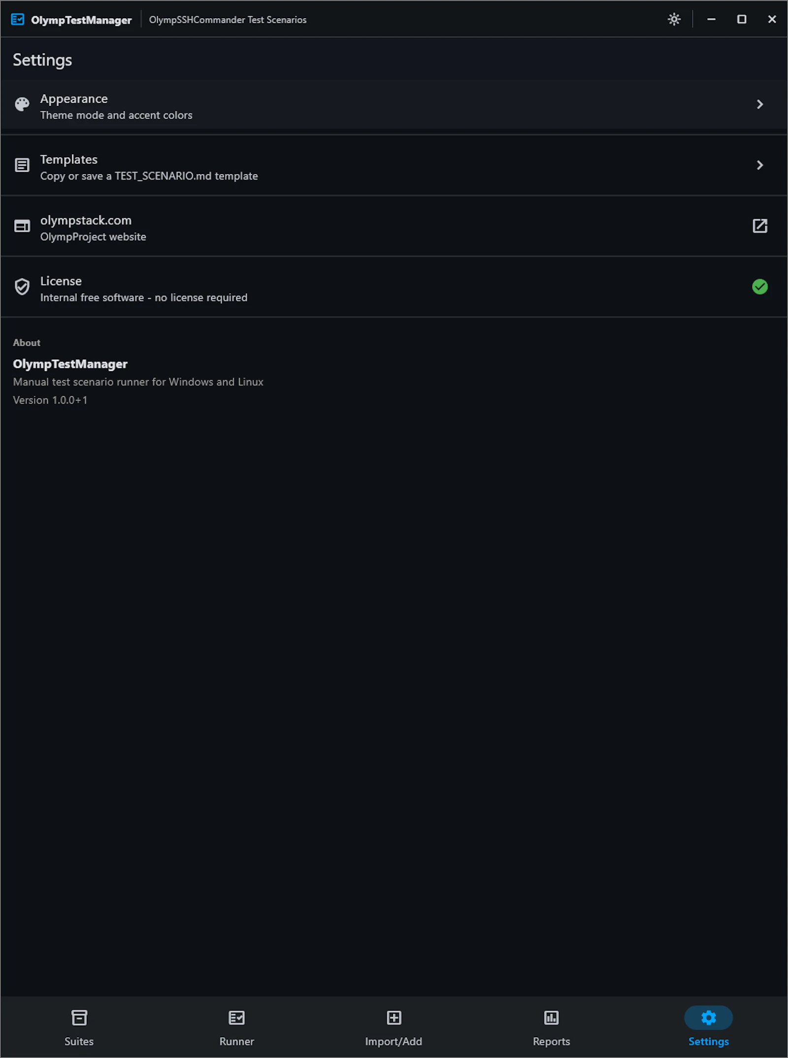 OlympTest Manager screenshot 1