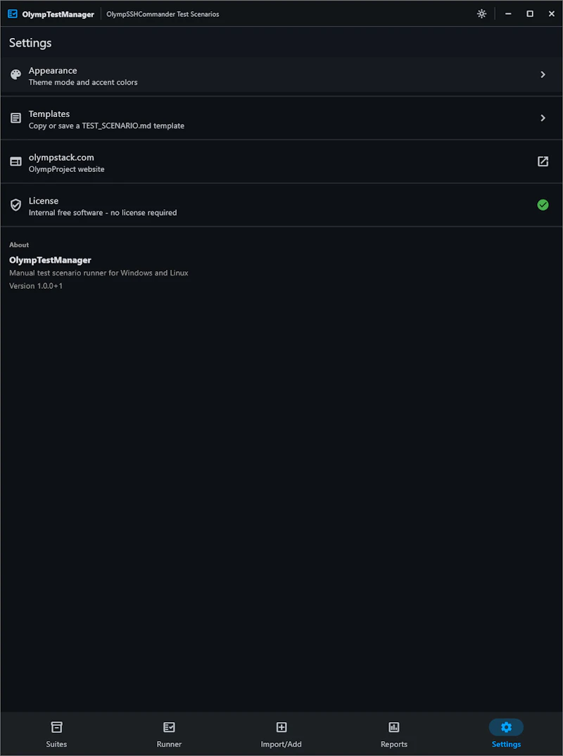 OlympTest Manager screenshot 1