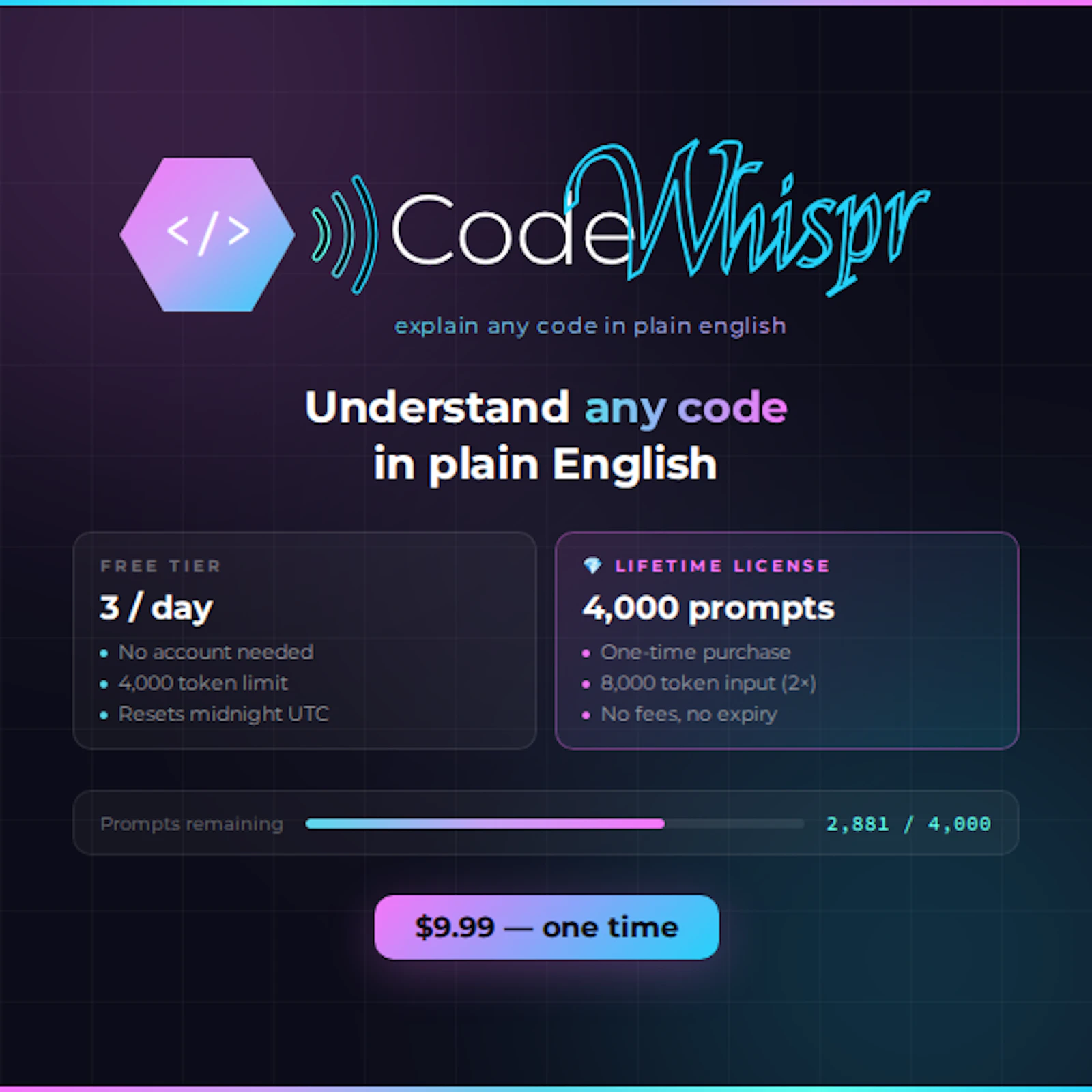 CodeWhispr screenshot 1