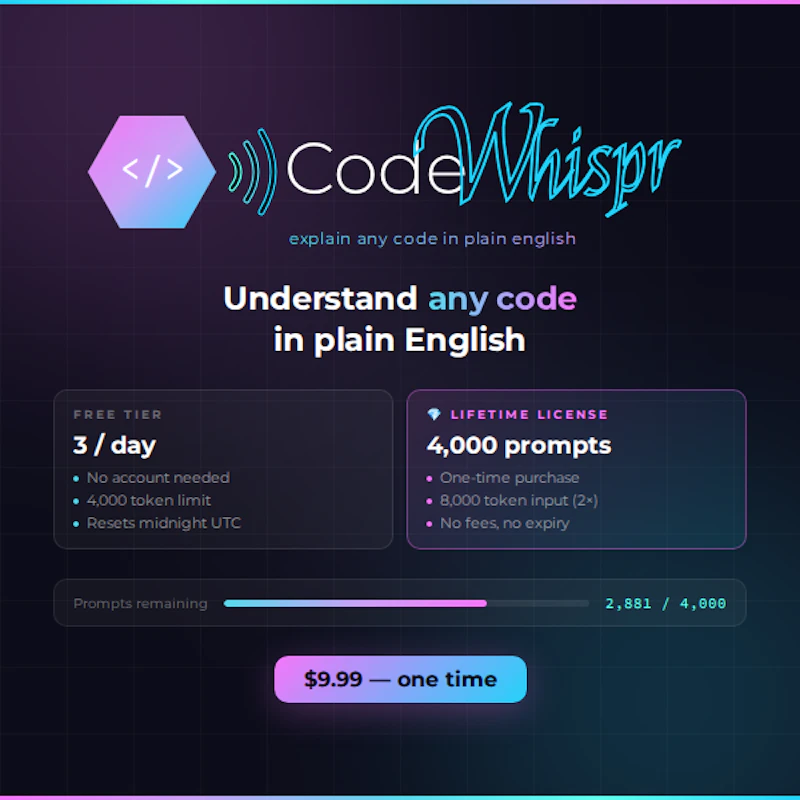 CodeWhispr screenshot 1
