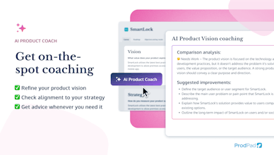 ProdPad AI Coach - guidant les utilisateurs pour devenir des leaders de l&rsquo;industrie performants.