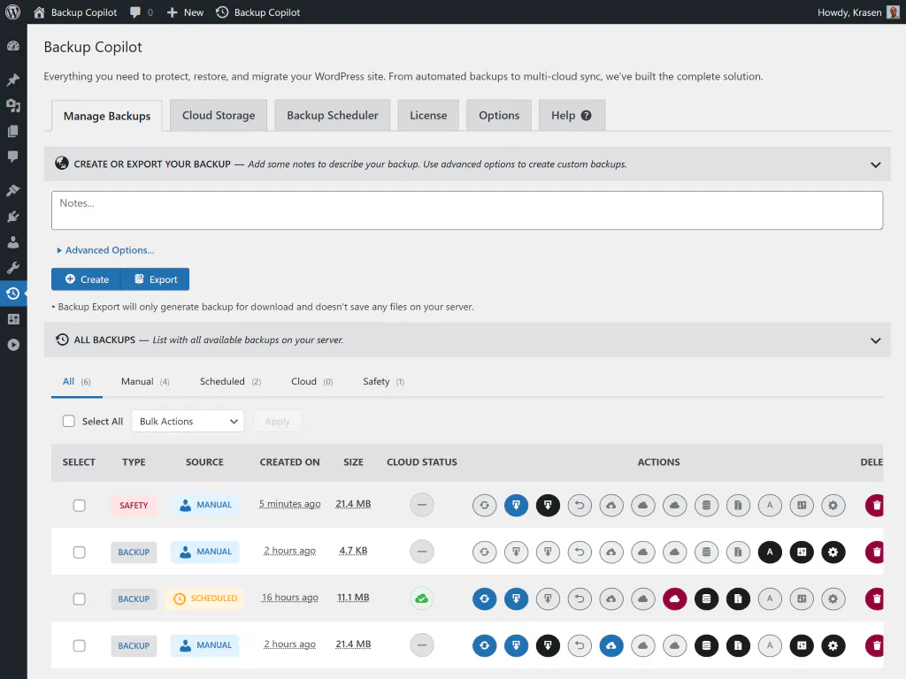 Backup Copilot for WordPress gallery image