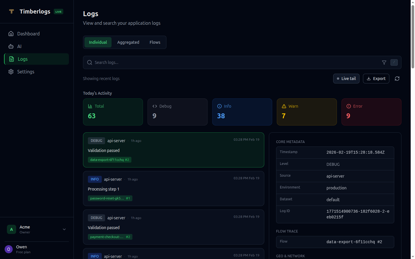 Timberlogs - Screenshot 4 showing product features and functionality