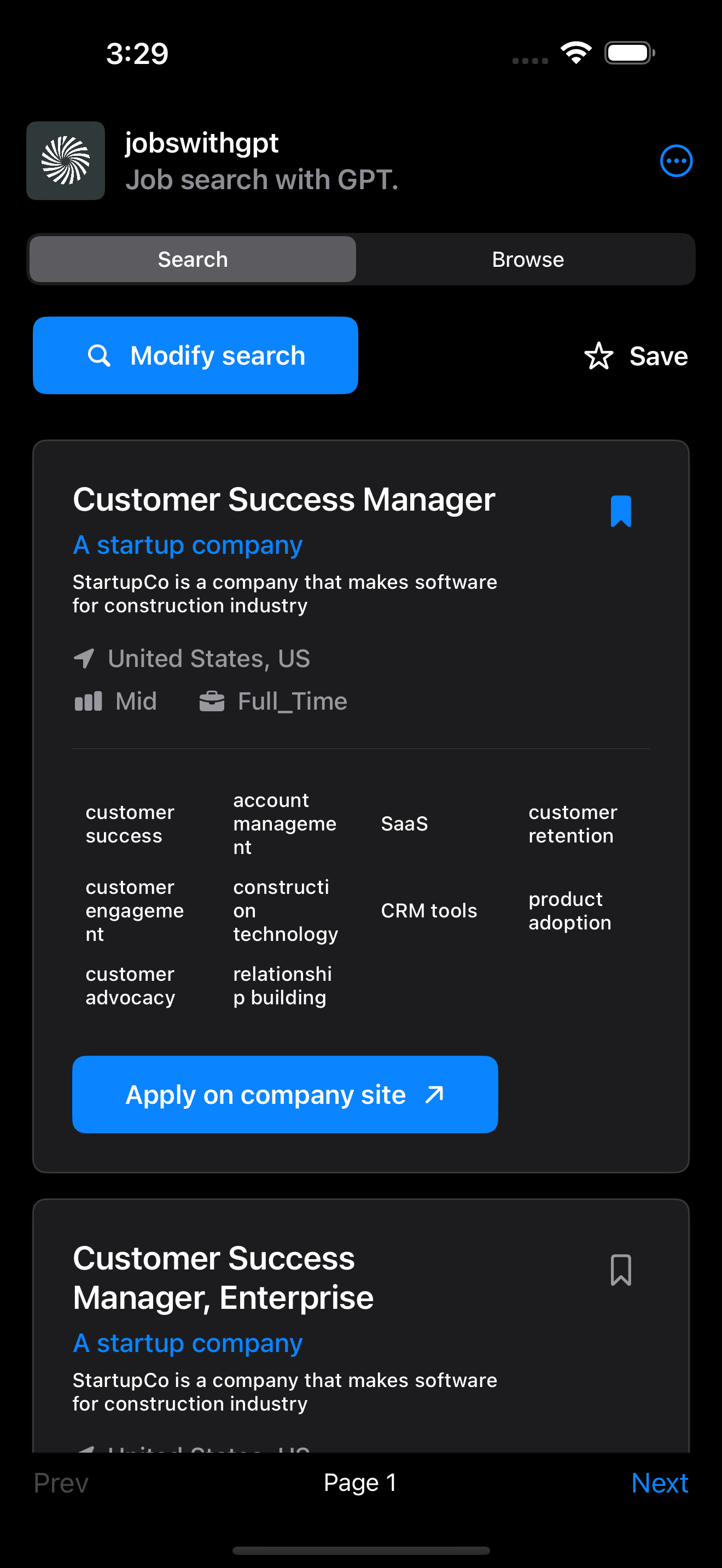 Jobswithgpt iOS uygulaması medya 3