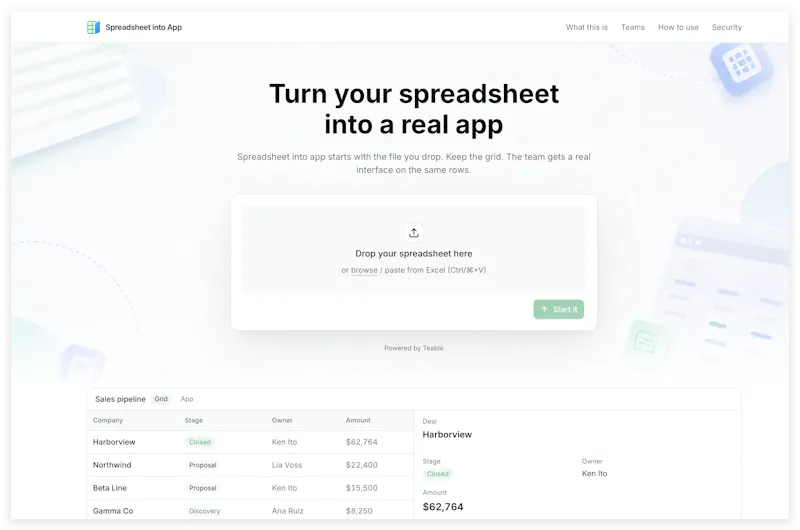 Spreadsheet into App screenshot 1
