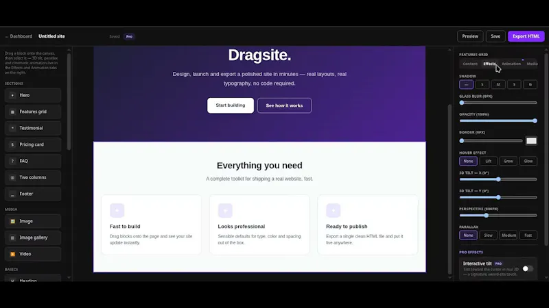 Dragsite screenshot 1 (video preview)