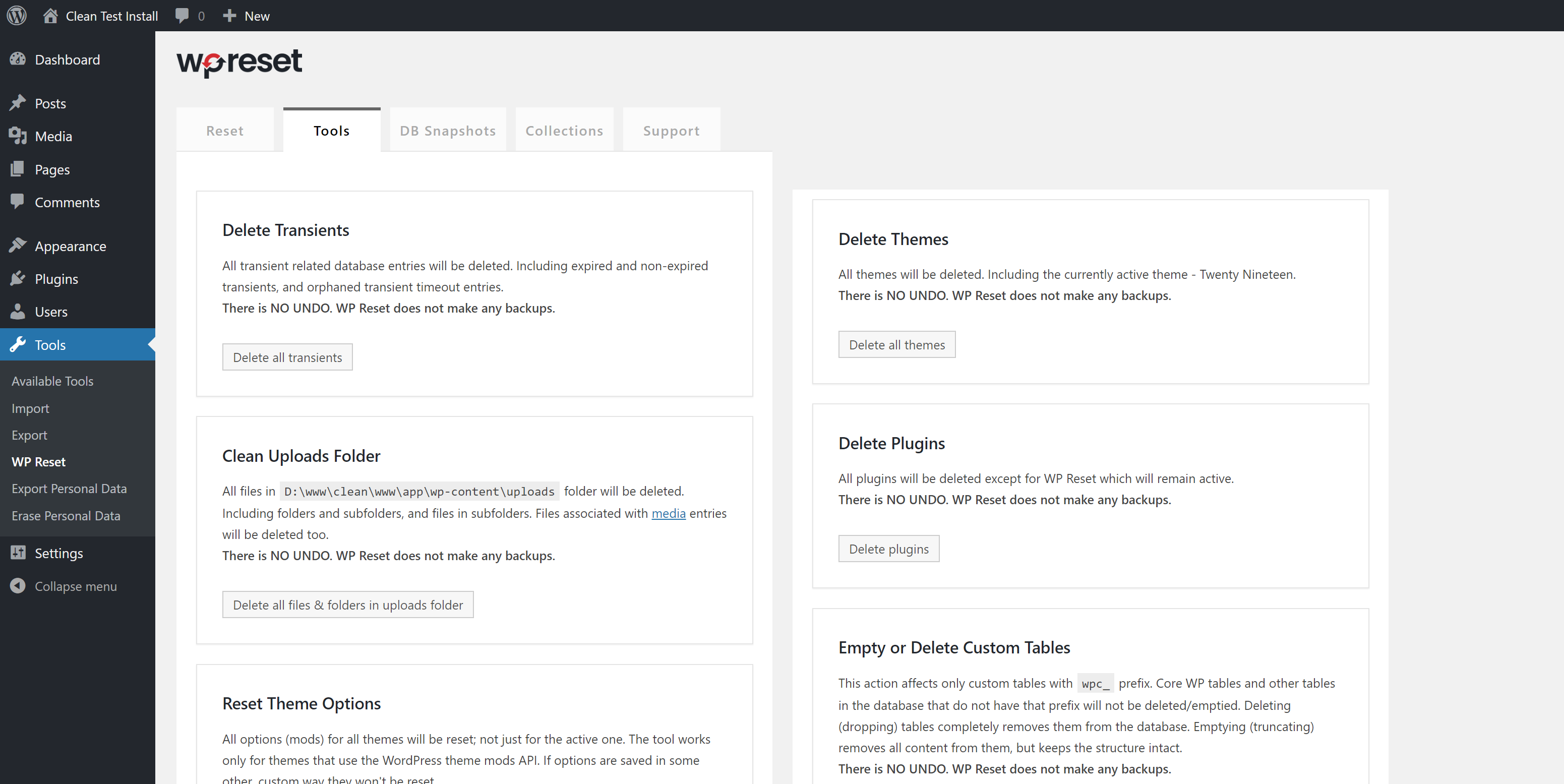 WP Reset gallery image