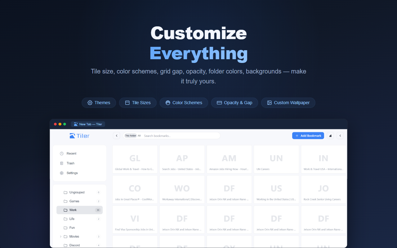 Tiler: Visual Bookmarks & New Tab gallery image