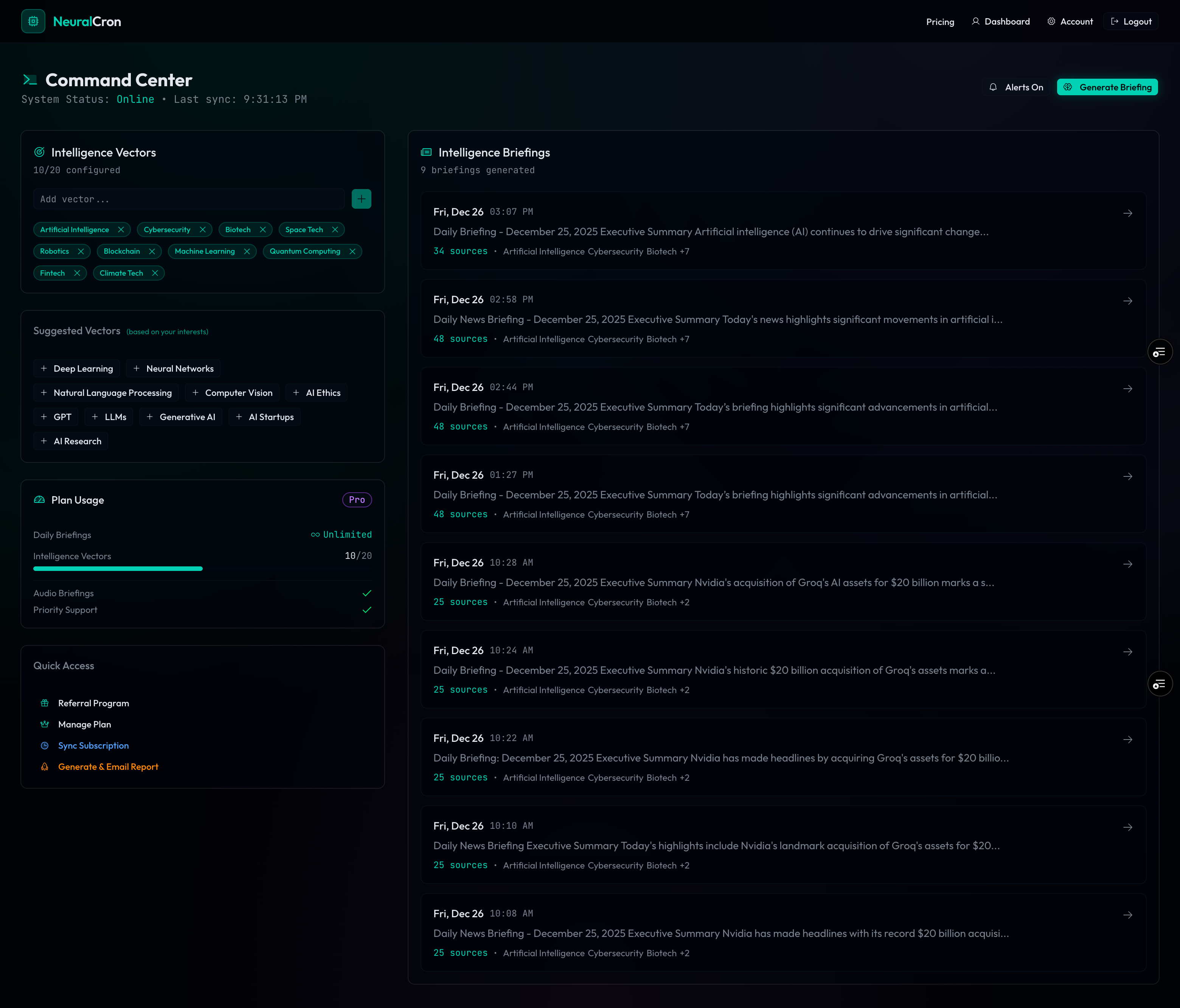 NeuralCron - Screenshot 2 showing product features and functionality