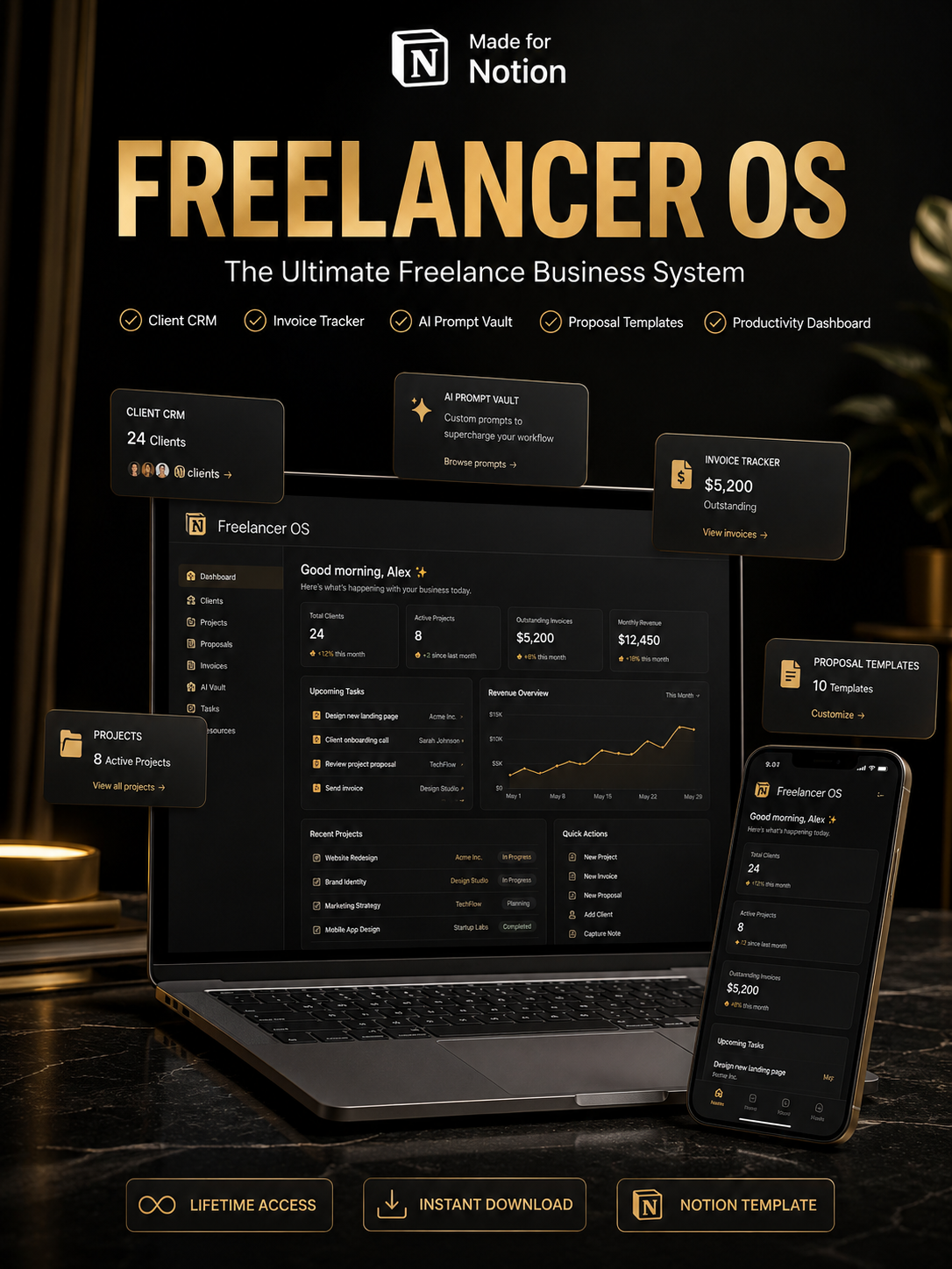 Freelancer OS: Notion Dashboard gallery image