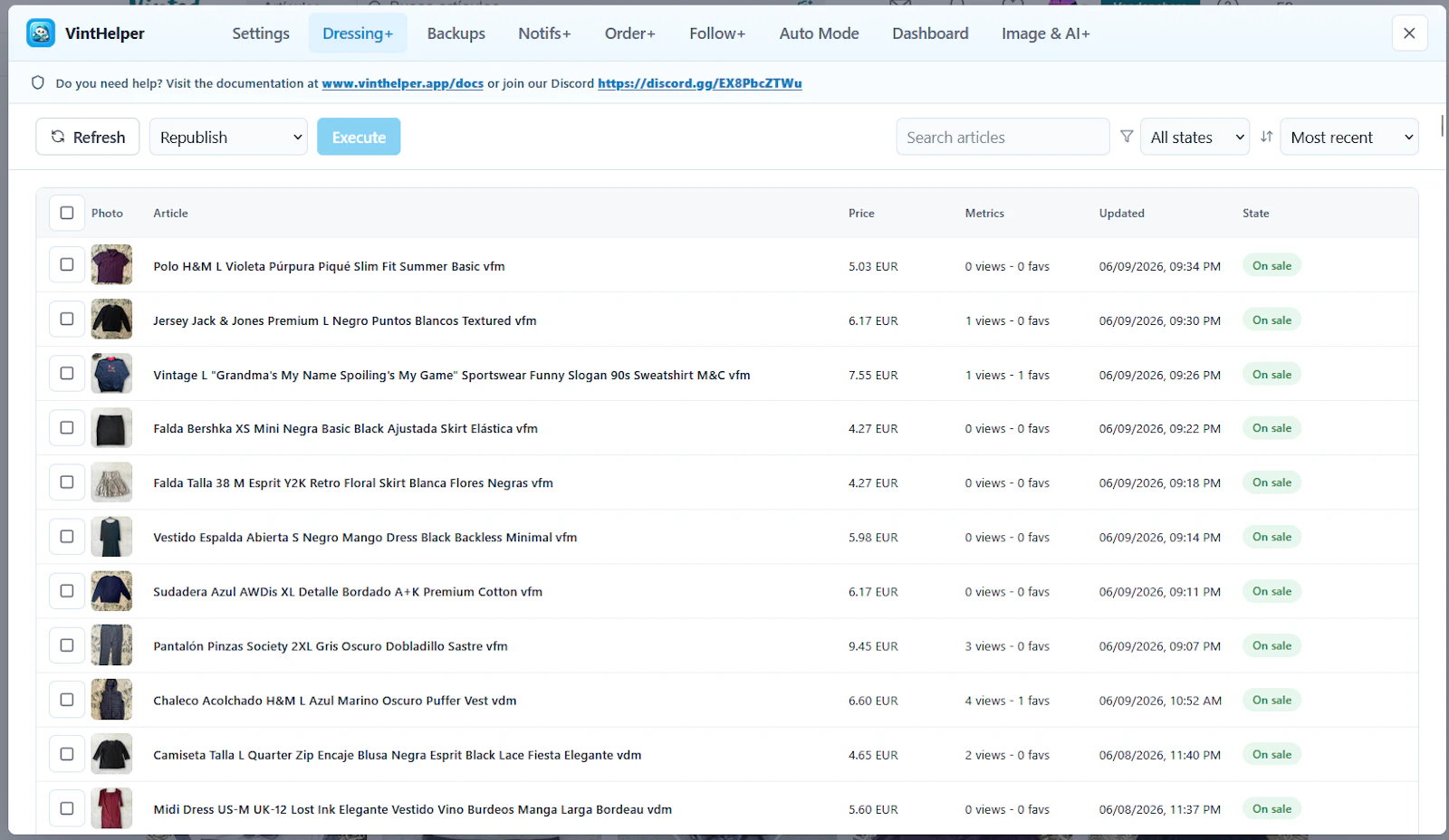 VintHelper screenshot 1