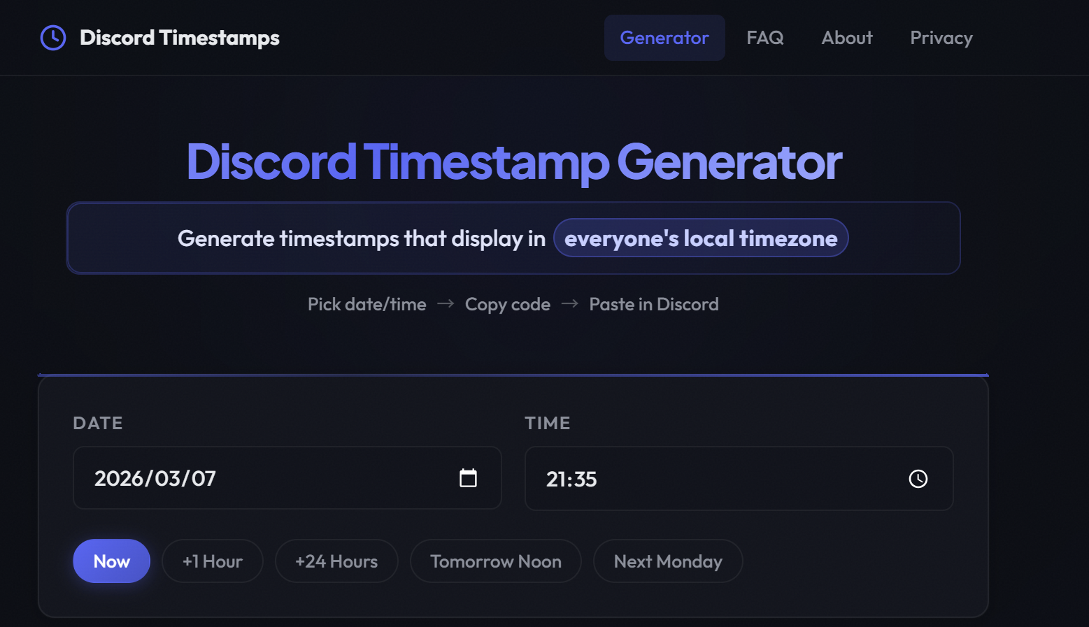 Discord Timestamp Generator - Product Hunt launch logo and brand identity