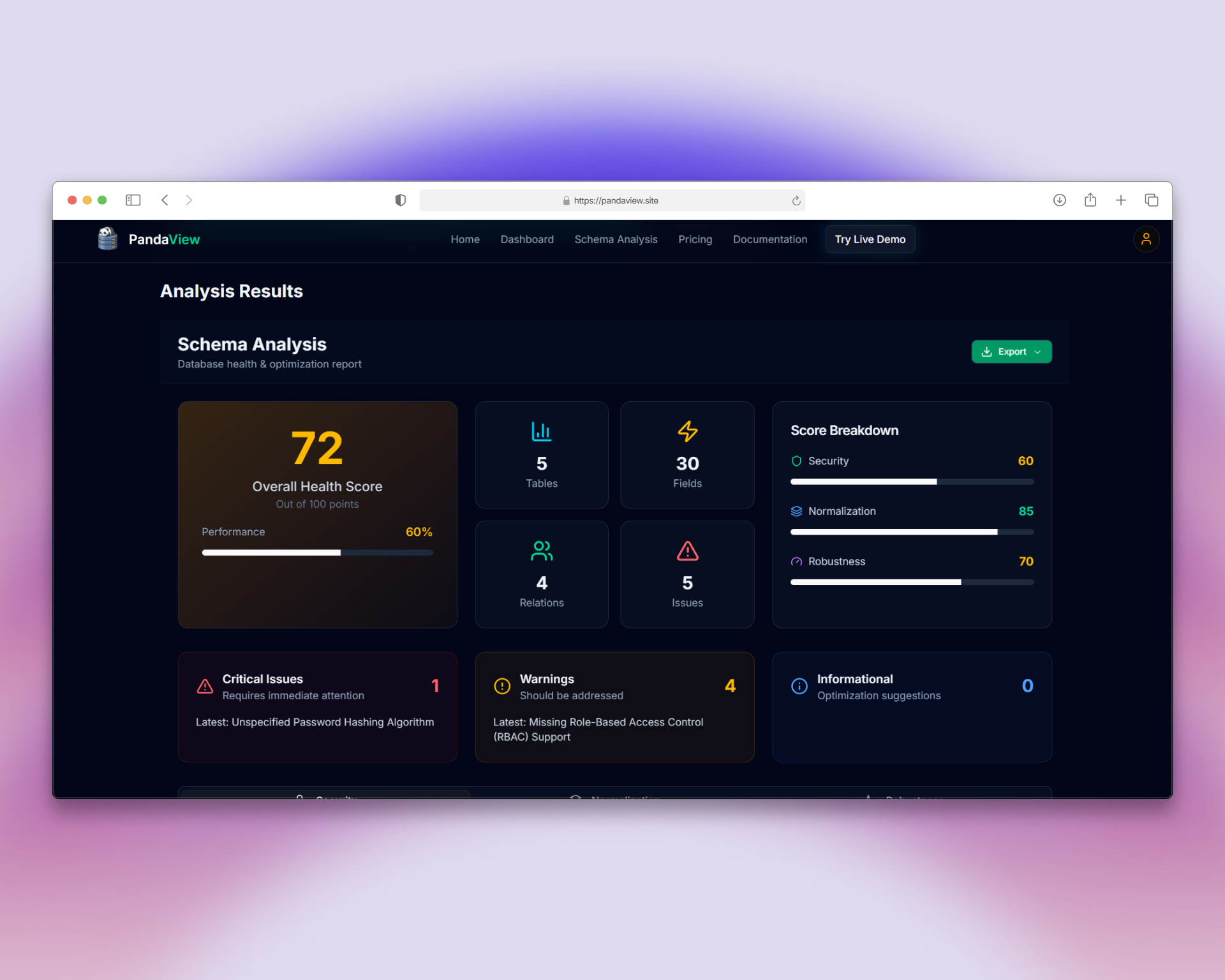 Pandaview - Visualización y seguridad del esquema de la base de datos media 4