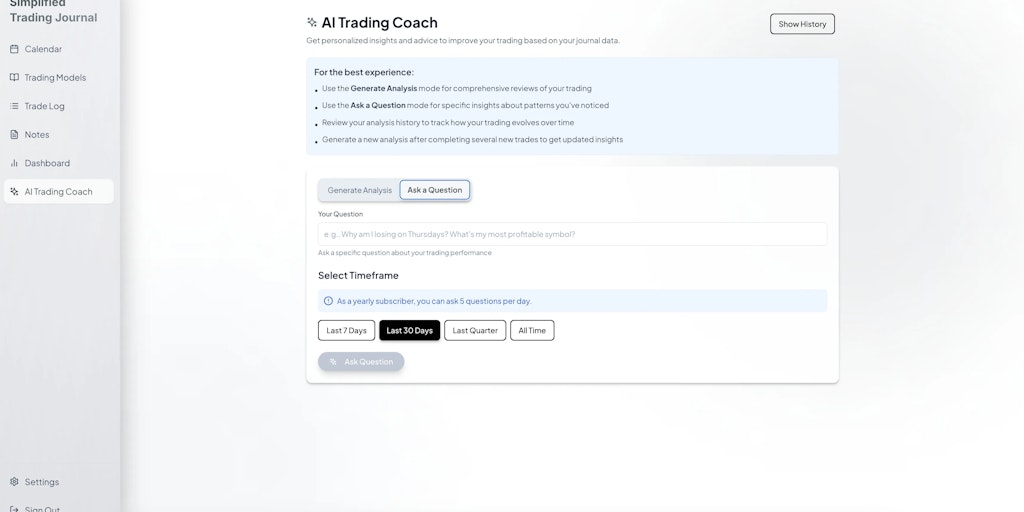 Simplified Trading Journal