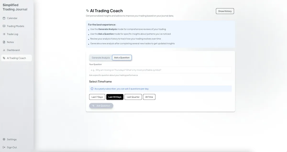 Simplified Trading Journal