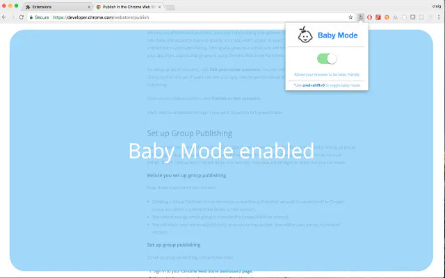 Baby Mode Chrome Extension