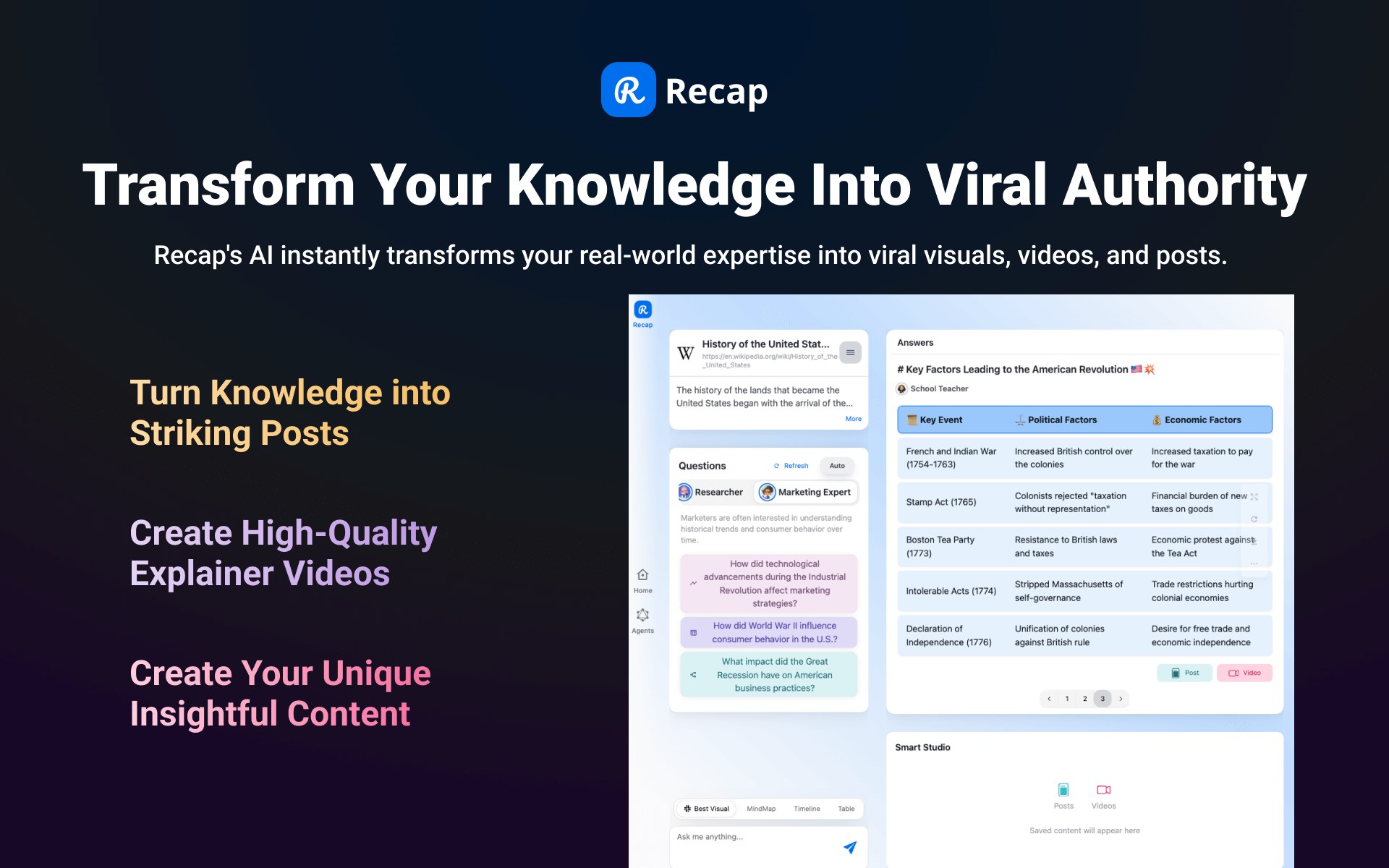 Recap - AI Smart Studio - Main screenshot showing features and interface