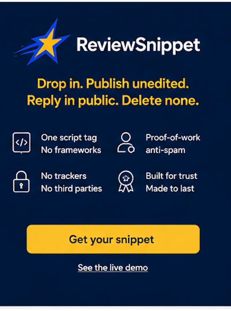 ReviewSnippet for any website - one line screenshot 2