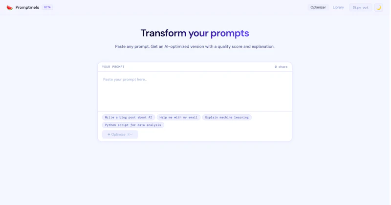 Promptmelo.com screenshot 1