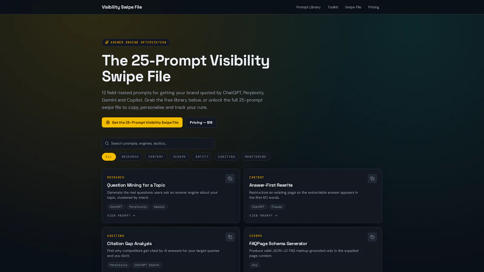 The AEO Prompt Library screenshot 2