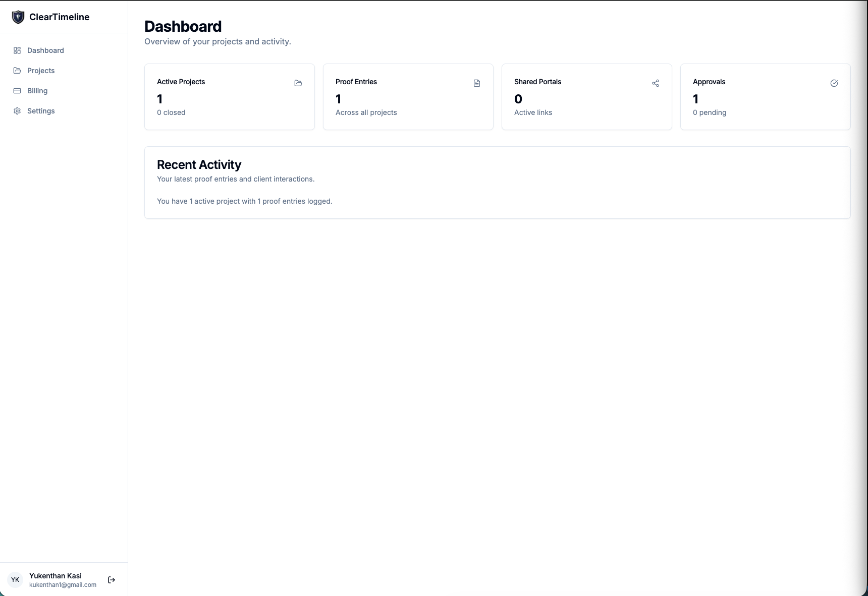 Clear Timeline - Screenshot 3 showing product features and functionality