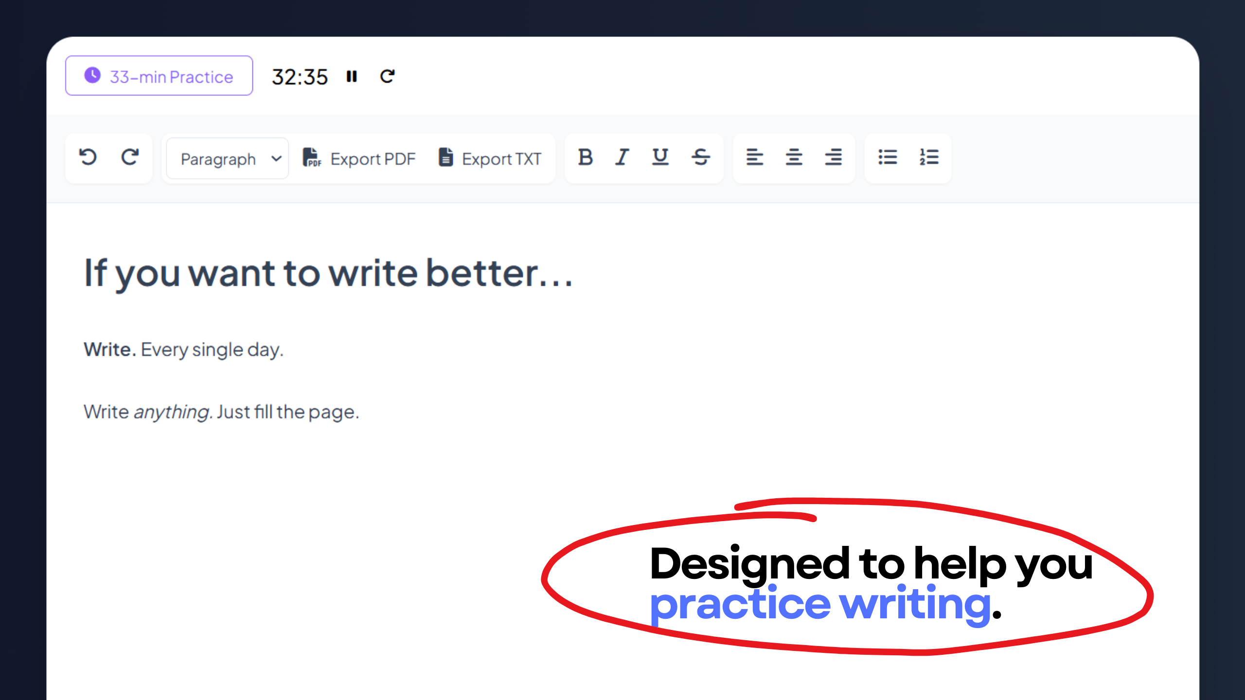 startuptile Sentence Studio-The only way to get (really) good at writing