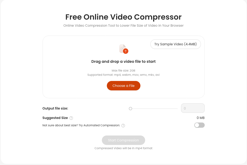 Free In Browser Video Compressor - Main product screenshot demonstrating key features and user interface