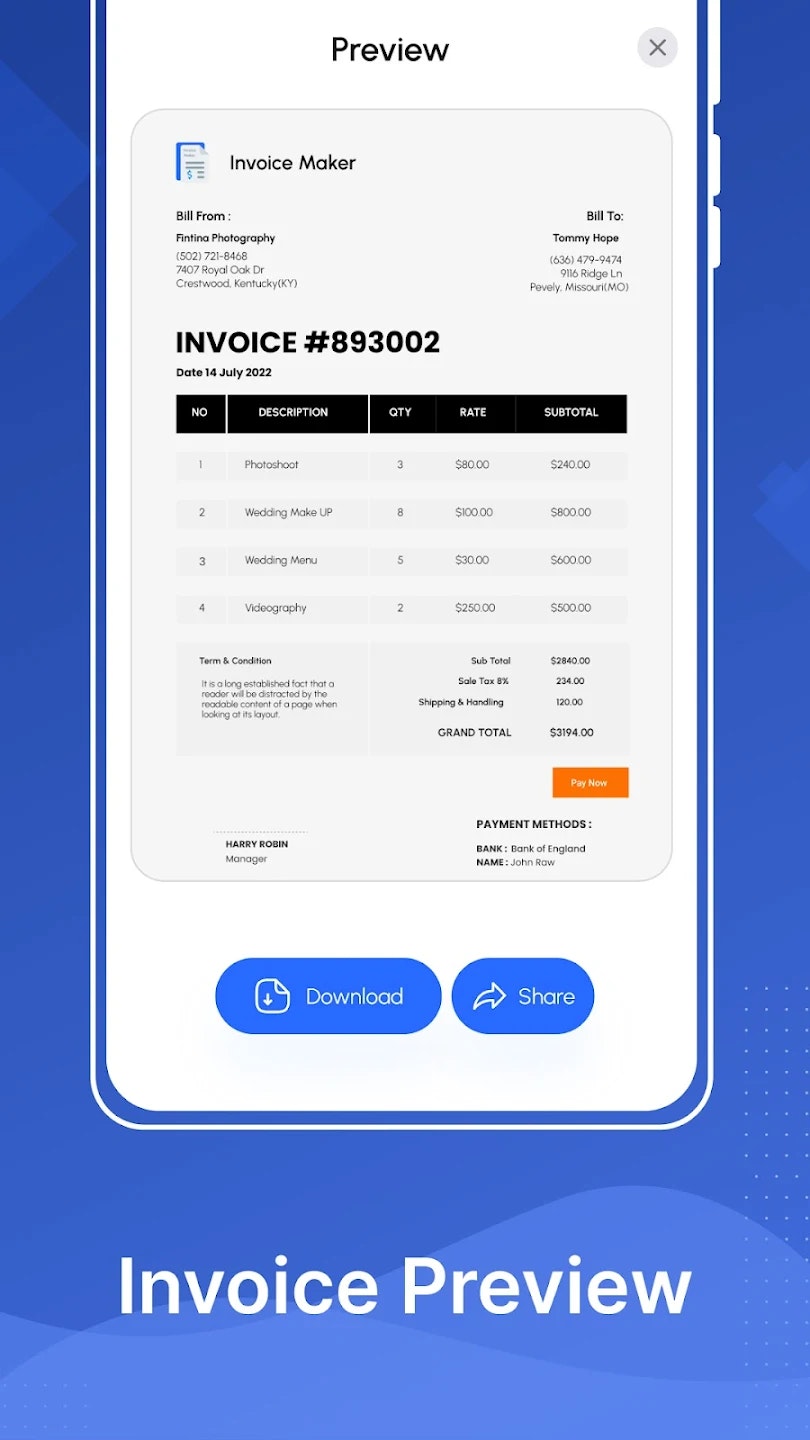 Instant Invoice Maker - Screenshot 4 showing product features and functionality