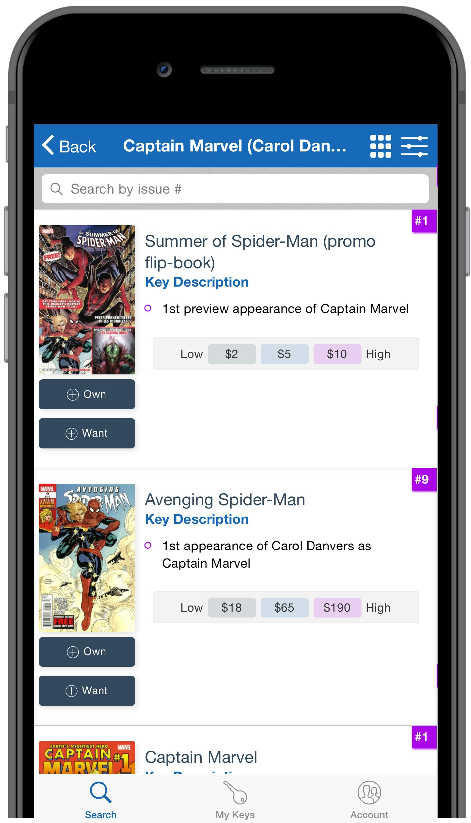 Key Collector Comics Mobile App gallery image
