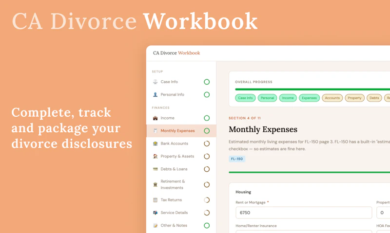 CA Divorce Disclosures Workbook screenshot 1