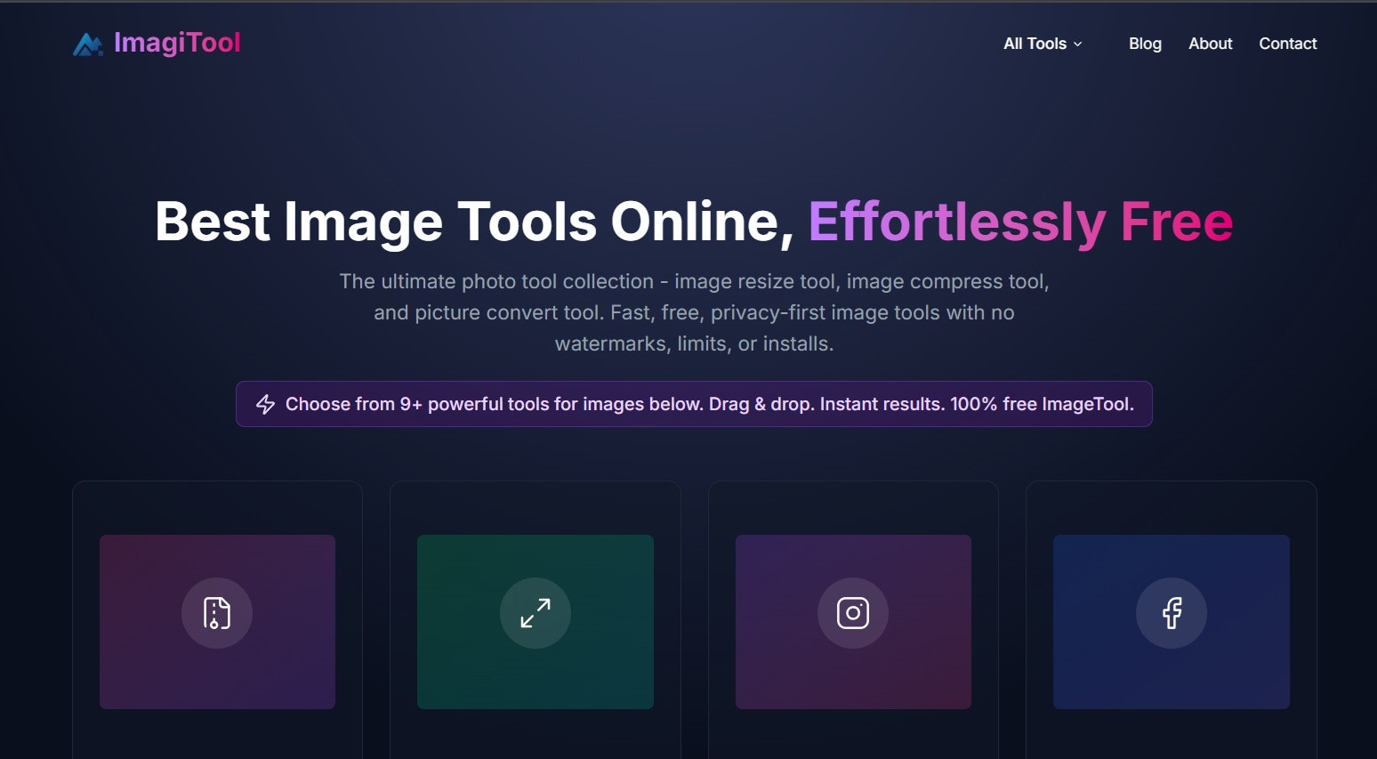 Imagitool - 免费的在线图像工具以压缩，调整和转换媒体1