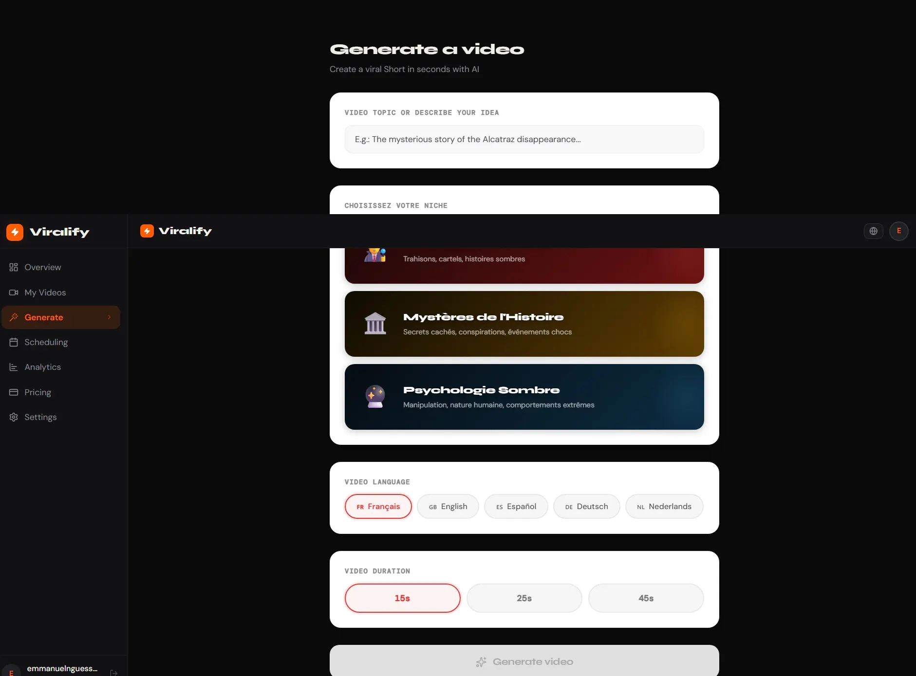 Viralify screenshot