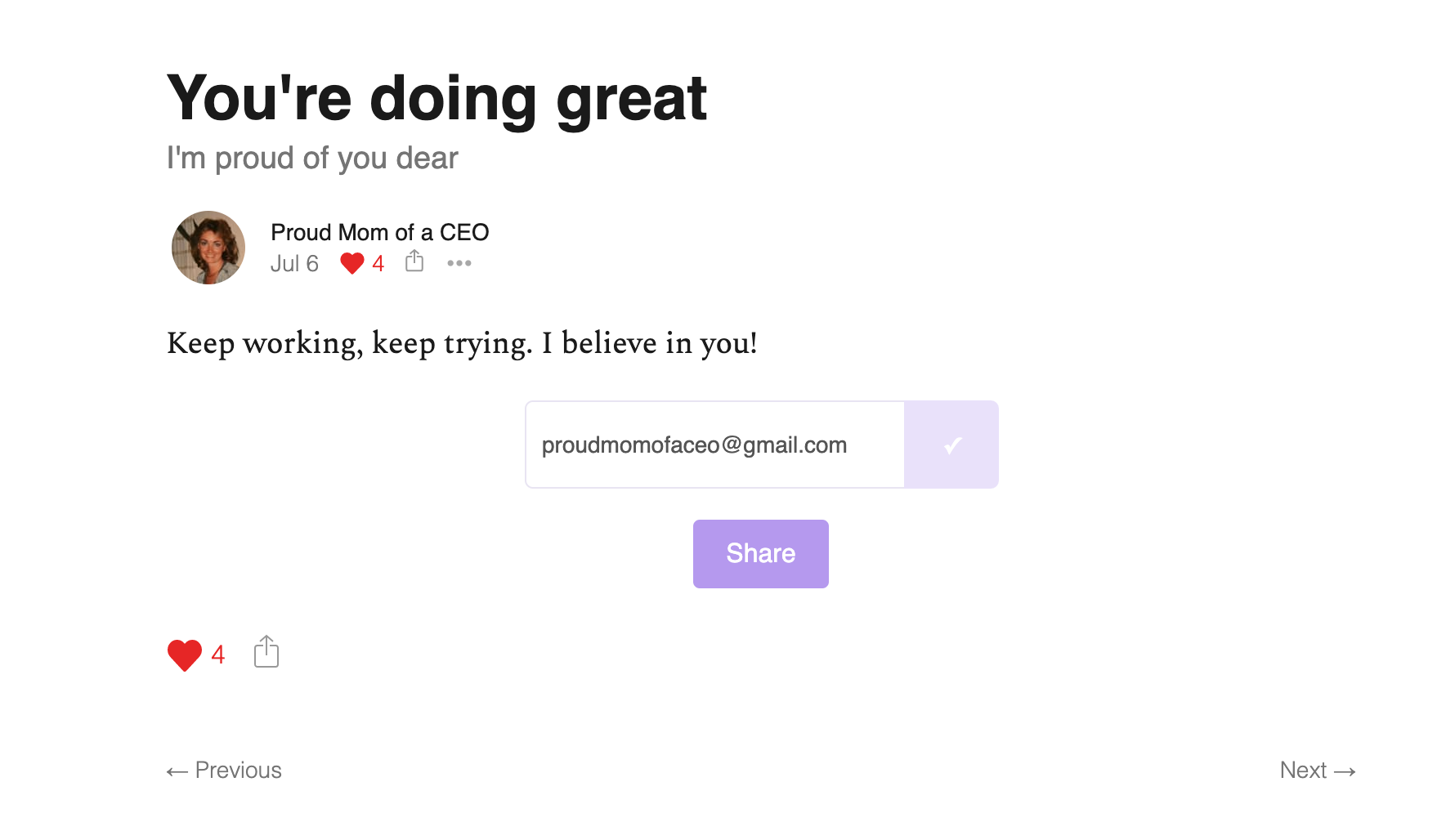 Poll option Good old fashioned encouragement image