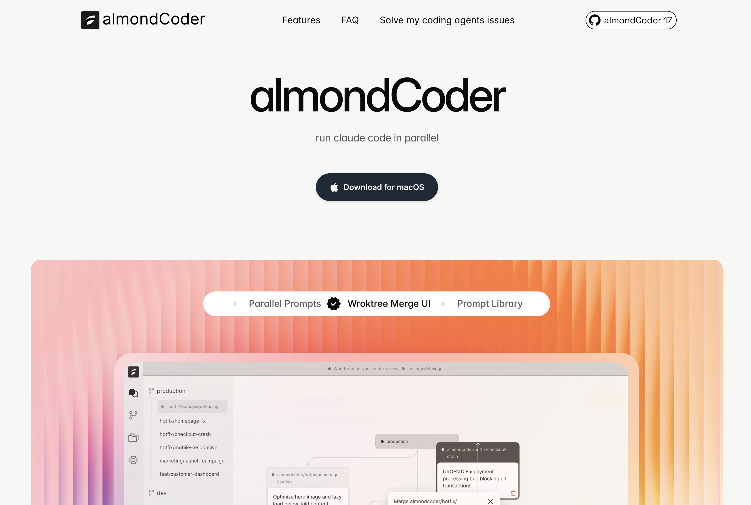 AlmondCoder - Main product screenshot demonstrating key features and user interface