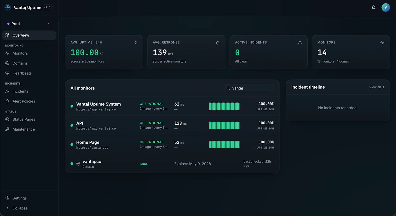 Vantaj Uptime New Features (MCP & more) screenshot 1