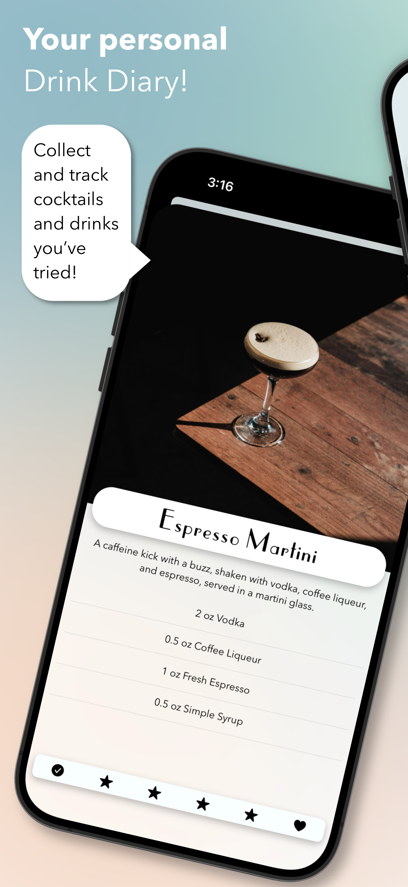 Compañero de mezcla - Diario de bebidas personales: aplicación como Untappd pero para cócteles media 1