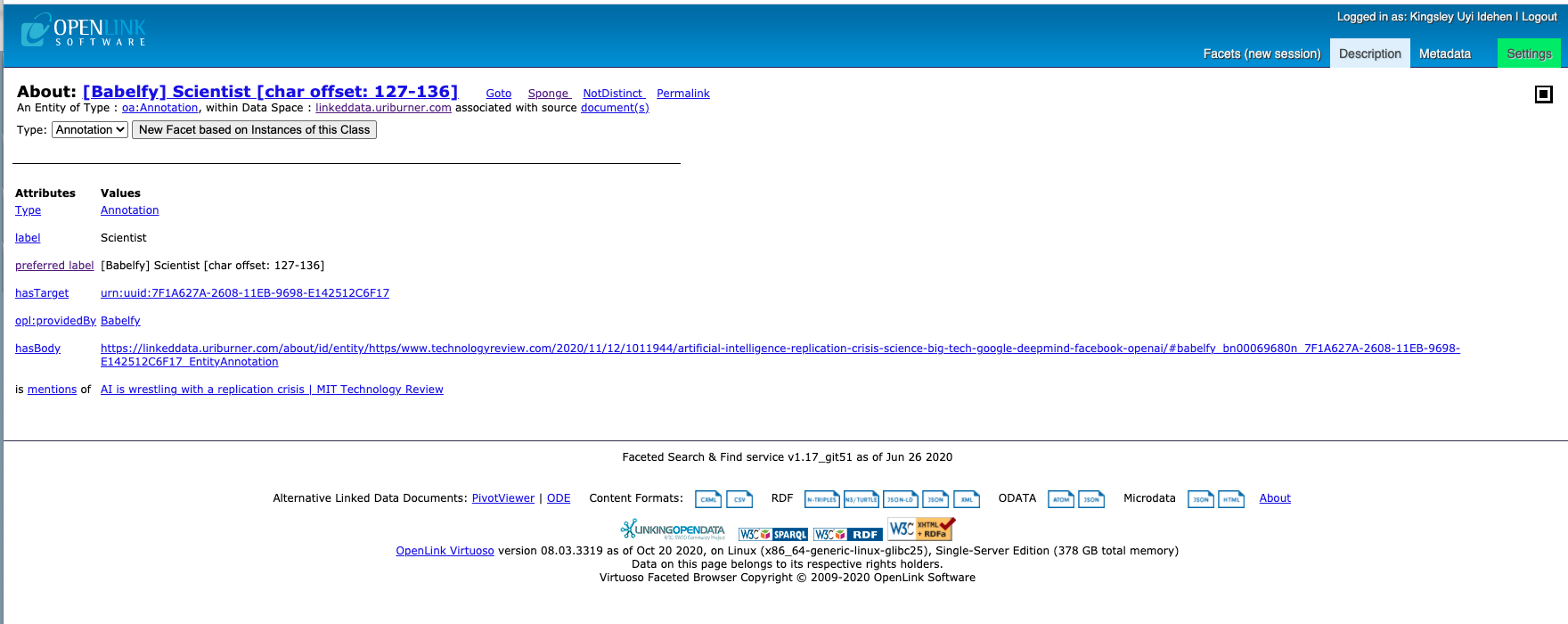 OpenLink Structured Data Sniffer (OSDS) gallery image