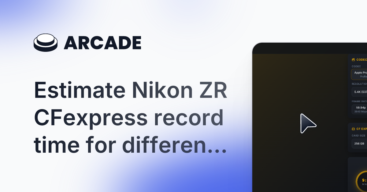 ZRCalc: NikonZR Cinema Card Calculator gallery image