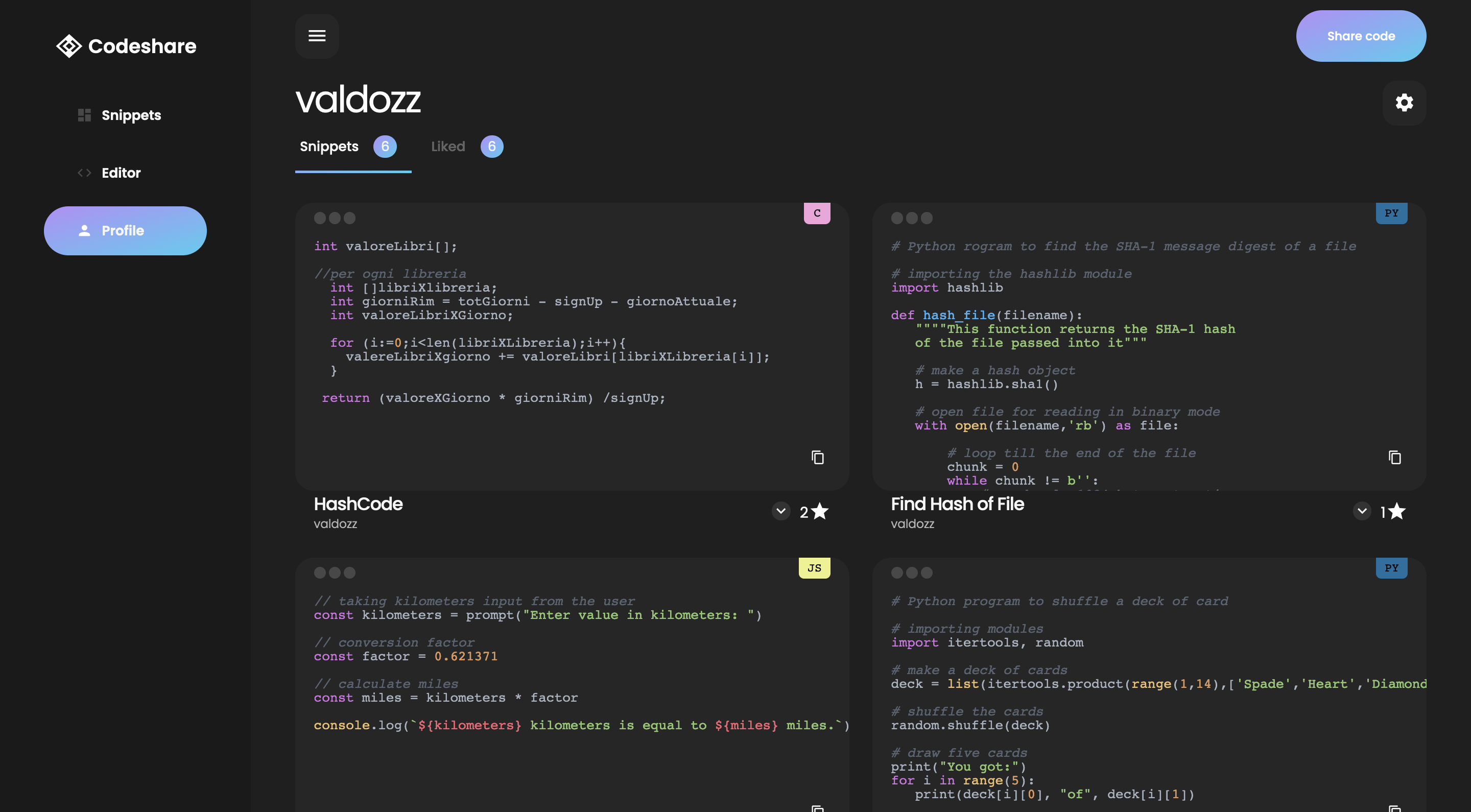 Codeshare gallery image