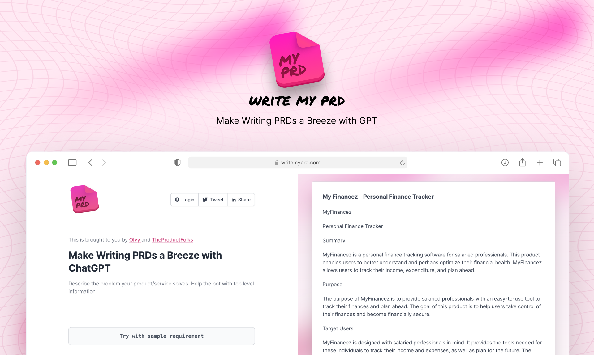 Writemyprd - Сделайте написание PRDS на ветерок с GPT-3 медиа 2