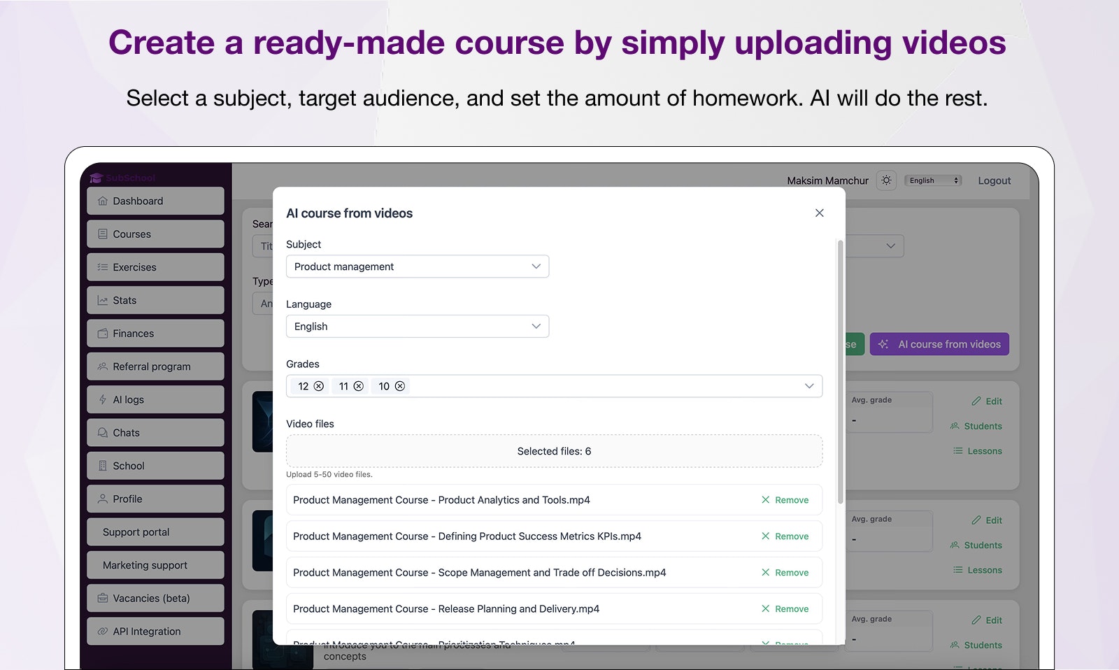 SubSchool - Screenshot 2 showing product features and functionality