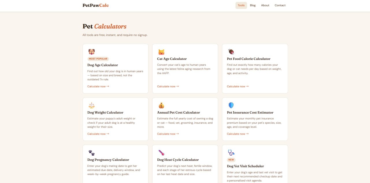 PetPawCalc — Free Pet Calculators gallery image
