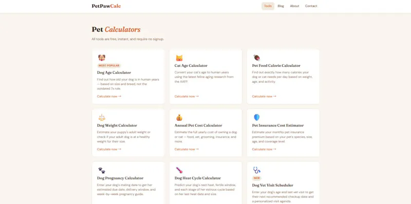 PetPawCalc — Free Pet Calculators screenshot 2