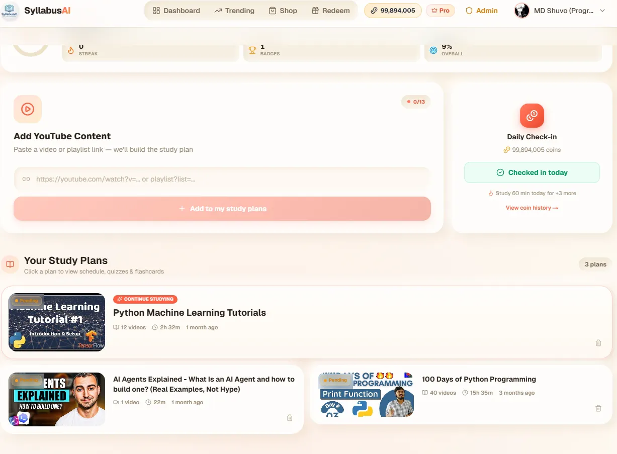 SyllabusAI YouTube to structure learning gallery image
