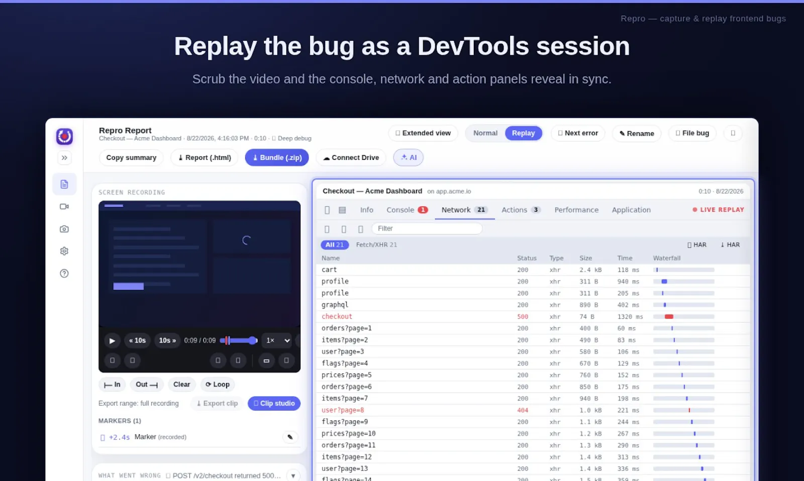 Repro — Capture & replay frontend bugs screenshot 7