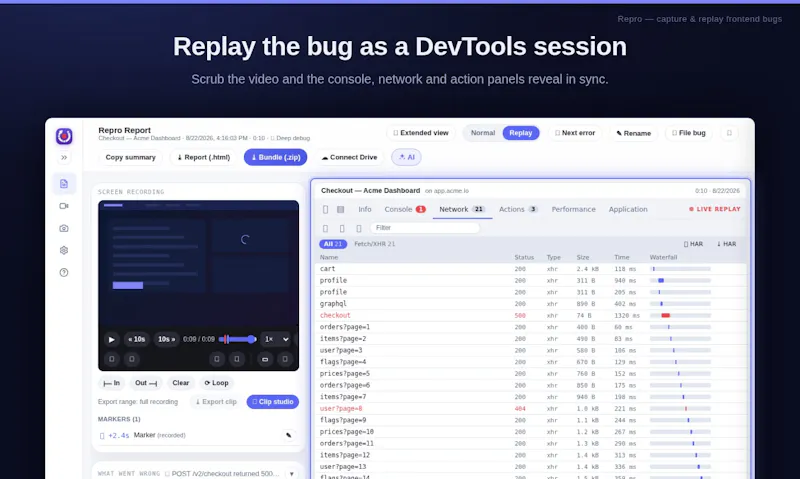 Repro — Capture & replay frontend bugs screenshot 7