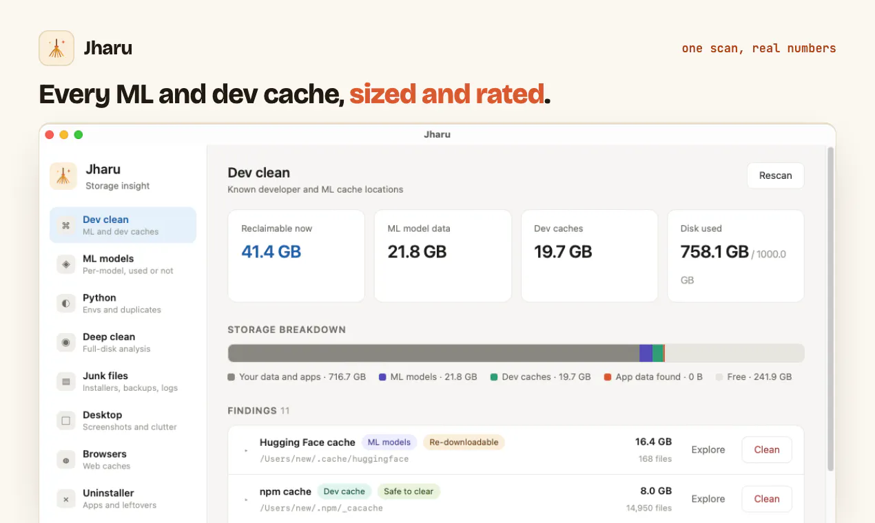 Jharu -A disk cleaner that can think. gallery image