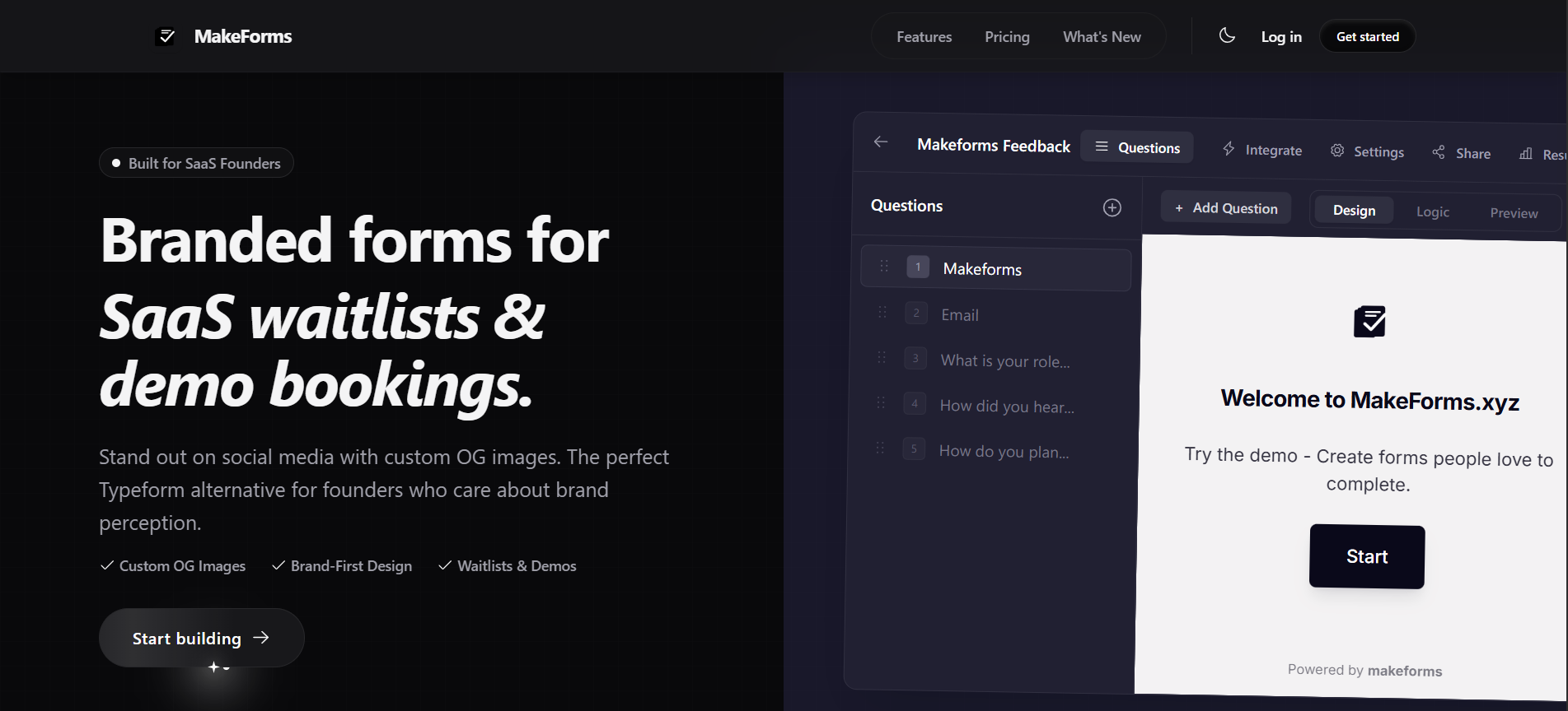 MakeForms - Main product screenshot demonstrating key features and user interface