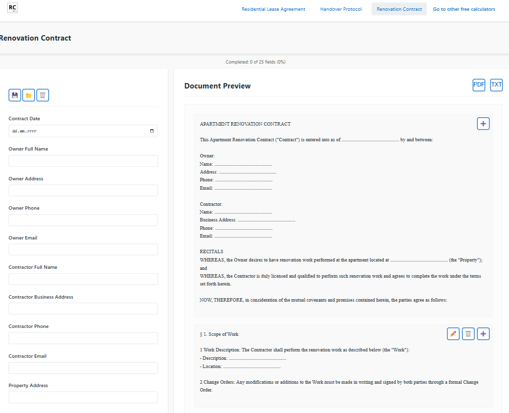 Mídia 4 de Gerador de documentos domésticos gratuitos - Gerar documentos legais editáveis para aluguel e reforma
